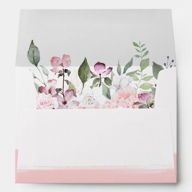 Rose Garden floral pre-addressed wedding envelope (Back (Bottom))