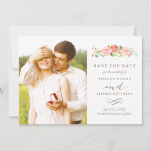 Rose Garden Floral Save The Date Photo Card