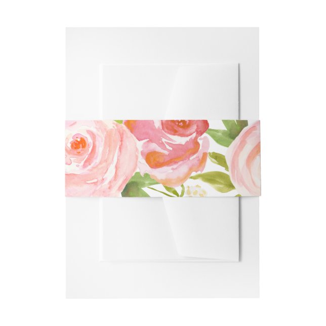 Rose Garden Floral Wedding Belly Band Invitation Belly Band (Front Example)