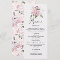 Rose Garden floral Wedding Dinner Menue Invitation