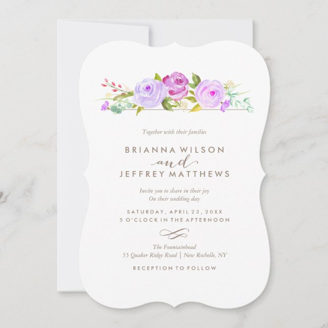 Rose Garden Floral Wedding Invitation (Front)