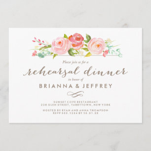 Rose Garden Floral Wedding Rehearsal Dinner Invitation