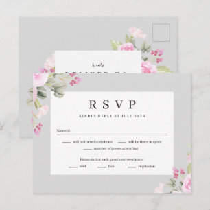 Rose Garden Floral Wedding RSVP Reply Card