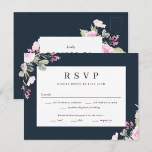 Rose Garden Floral Wedding RSVP Reply Card