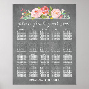 Rose Garden Floral Wedding Seating Chart
