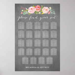 Rose Garden Floral Wedding Seating Chart