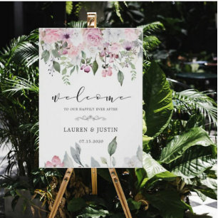 Rose Garden Floral Wedding Welcome Poster