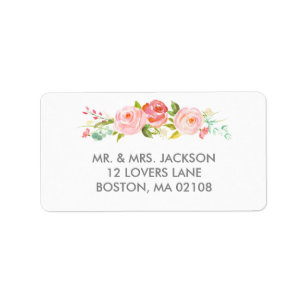 Rose Garden Floral White Address Label
