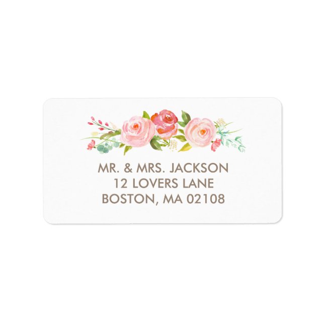 Rose Garden Floral White Address Label (Front)