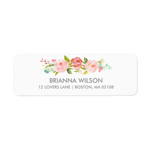 Rose Garden Floral White Return Address Label (Front)