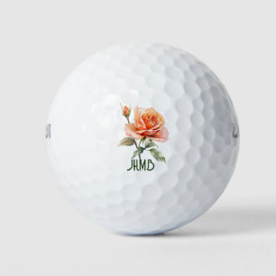 Rose Garden Flower Monogram Art Golf Balls