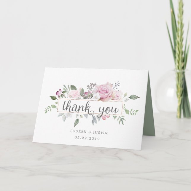 Rose Garden | Folded Photo Thank You Card (Front)