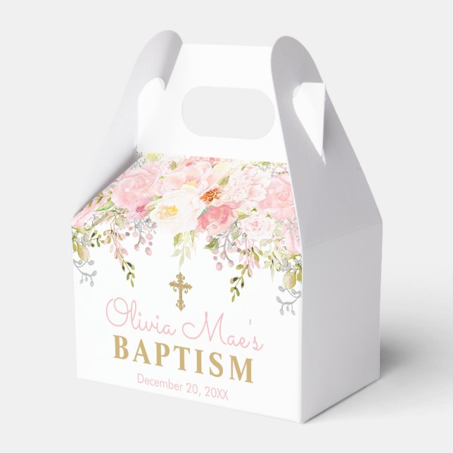 Rose Garden Girl Baptism Personalised  Favour Box (Front Side)