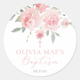 Rose Garden Girl Boho Baptism Classic Round Sticker