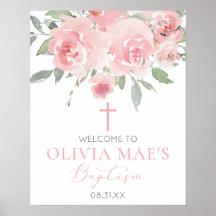 Rose Garden Girl Boho Baptism Welcome Sign