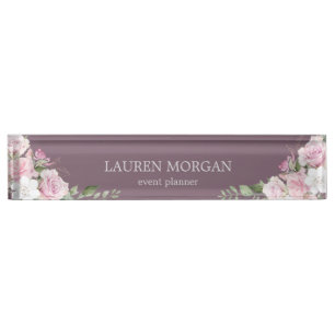 Rose Garden Mauve   Desk Nameplate
