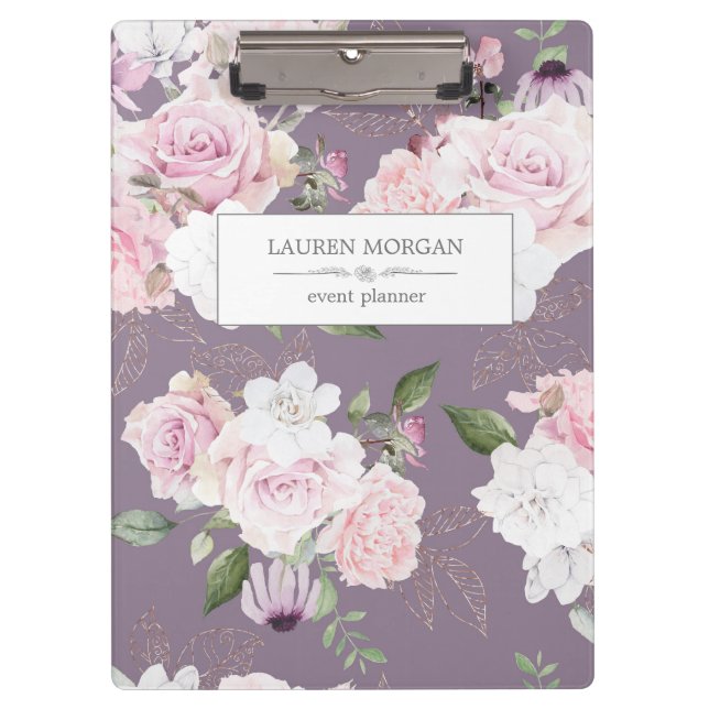 Rose Garden Mauve | Personalised Clipboard (Front)
