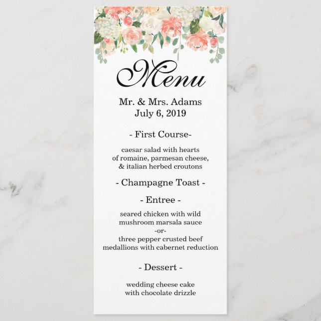 Rose Garden Menu (Front)