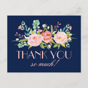 Rose Garden Midnight Blue   Thank You Card