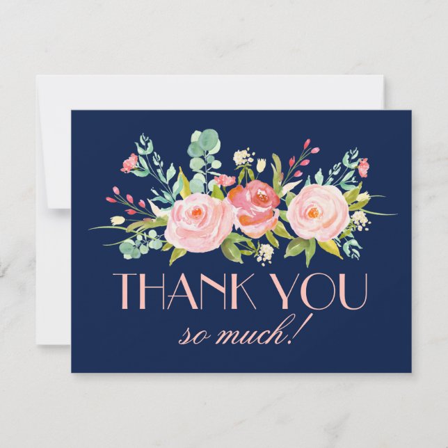 Rose Garden Midnight Blue | Thank You Card (Front)
