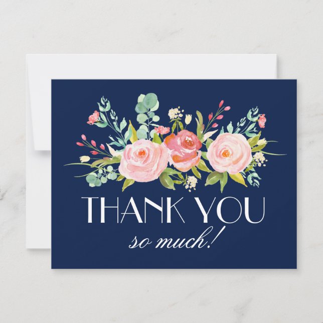 Rose Garden Midnight Blue | Thank You Card (Front)