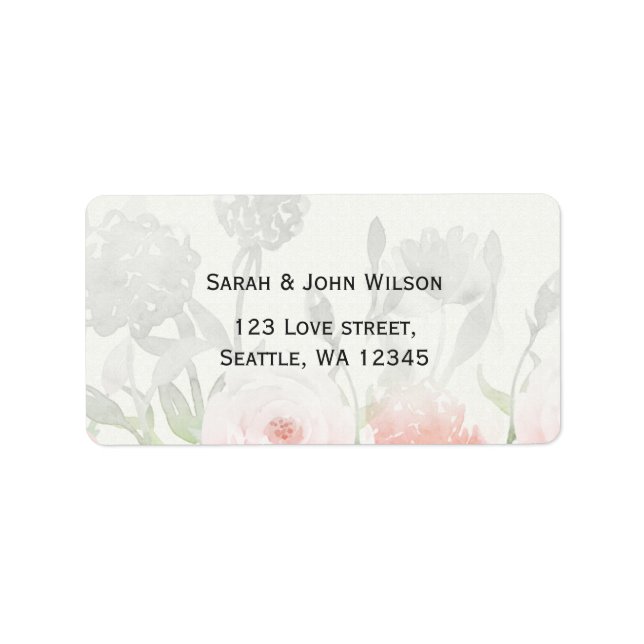 Rose Garden Modern Floral wedding address label (Front)