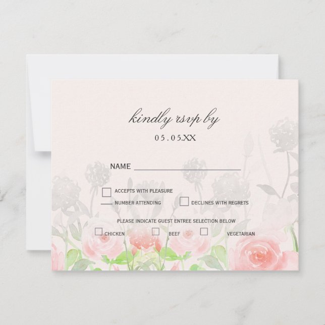Rose Garden Modern Floral wedding rsvp (Front)