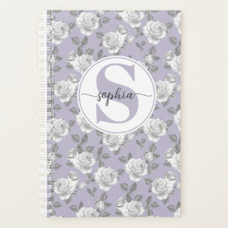 Rose Garden Monogram Lavender Planner
