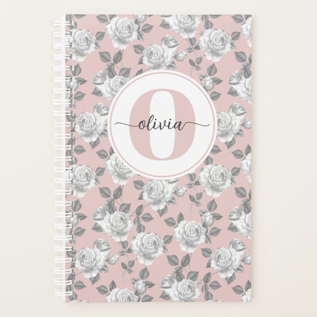 Rose Garden Monogram Pink Planner (Front)