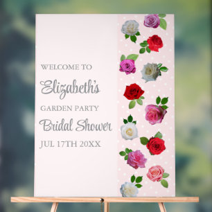 Rose Garden Party Bridal Shower Acrylic Sign