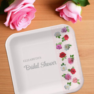 Rose Garden Party Bridal Shower Paper Plate