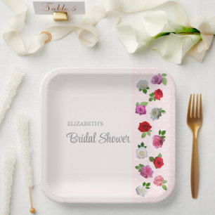 Rose Garden Party Bridal Shower Paper Plate
