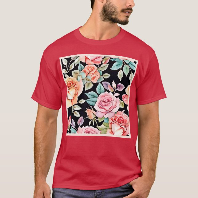 Rose Garden Pattern Design T-Shirt (Front)