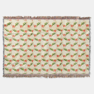 Rose Garden Pattern Vintage Country Throw Blanket
