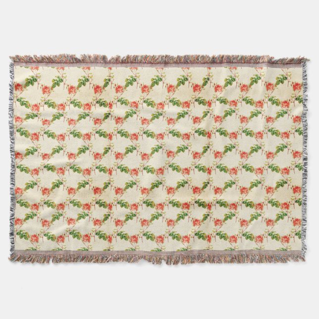 Rose Garden Pattern Vintage Country Throw Blanket (Front)