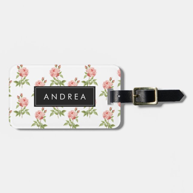 Rose Garden, Personalised Luggage Tag (Front Horizontal)