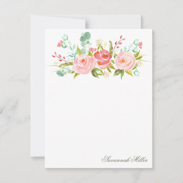 Rose Garden Personalised Stationery Cards (Front)