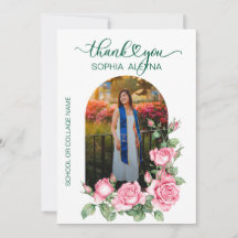 Rose Garden Photo Graduation Thank You Card