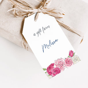 Rose Garden Pink Floral Display Shower Gift Tags