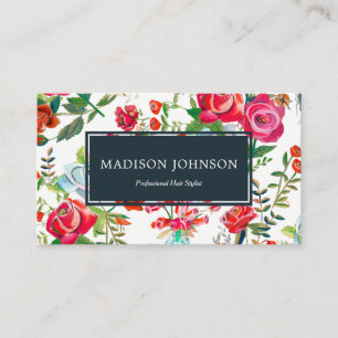 Rose Garden pink Monogram Custom   Business Cards