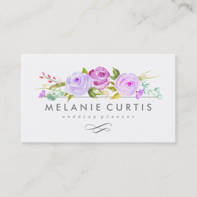 Rose Garden Purple Floral Business Card (Front)
