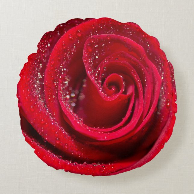 "Rose Garden Serenity: Round Pillow Design" (Front)