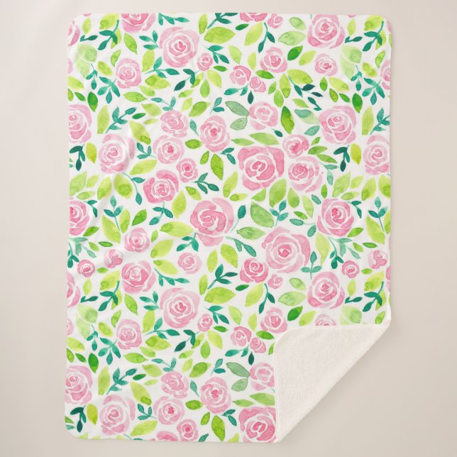 Rose garden sherpa blanket (Front)