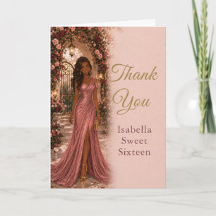 Rose Garden Sweet Sixteen Thank You Card