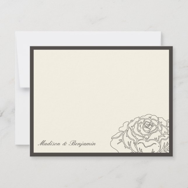 Rose Garden Thank You Card - Charcoal (Front)