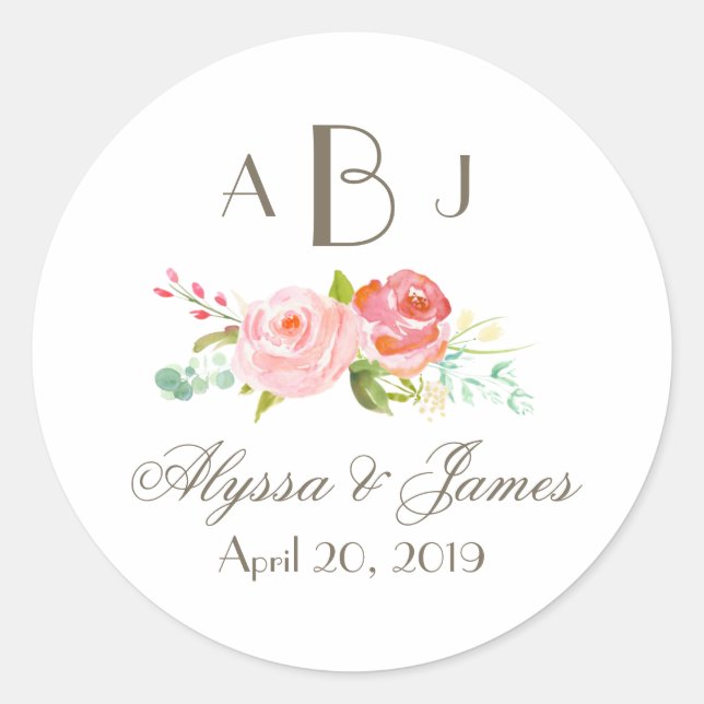 Rose Garden Three Letter Monogram Label (Front)