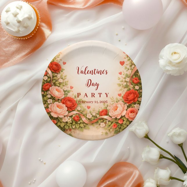 Rose Garden Valentine Party Paper Plate (Creator Uploaded)
