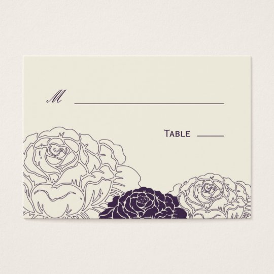 Rose Garden Wedding Place Card - Purple