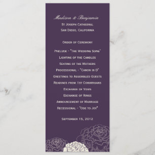 Rose Garden Wedding Program - Purple Programme