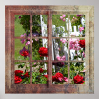 Rose Garden Window Scene